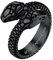 Bestyle Ring für Herren Männer Edelstahl Vintage Schlangenring mit Gravur Personalisiert Retro Statement Fingerring Gothic Ring mit Geschenkebox für Weihnachten Halloween Schwarz 64.7(20.6)