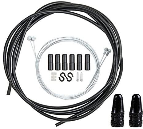 Câble de Frein Vélo,Gaine de Câble de Frein Vélo,Câble de Frein Vélo Route,Kit de Gaines de Cables de Freins de Vélo,Kit de Remplacement de Câble de Frein et Boîtier, Avec 2 Bouchons de Valve