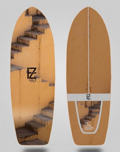 Holz Monopatin Surfskate Skateboard Deck - Stairs Arabic 31 Fat Tail
