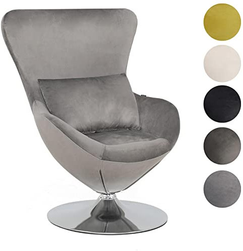 Mingone Sessel Klein Loungesessel Modern Design Einzelsofa Samt Cocktailsessel Polstersessel mit Kissen für Wohnzimmer Schlafzimmer,Dunkelgrau