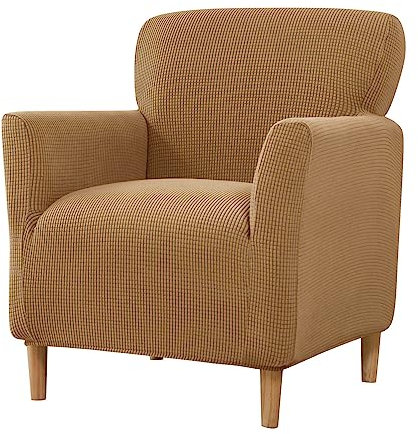 Lukery Jacquard Stretch Sofabezug rutschfest Sofaüberwürfe mit Armlehnen 1 Sitzer, Einfarbig Wohnzimmer All-Inclusive Kleines Sofa/Sesselbezug für Hotel Schlafzimmer Zuhause (Hellbraun)