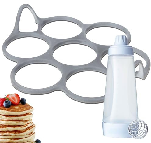 AKENZ - Moule à 7 anneau cercle pancakes blinis oeuf en silicone avec distributeur mélangeur de crepes