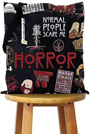 KUIYAI TV-Show-inspiriertes Geschenk, Horror-TV-Show, Canvas-Tragetasche, wiederverwendbare Tasche, Einkaufstasche für Fans, Horror-Tragetasche, L, Zeitgenössisch