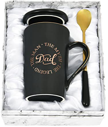 Joymaking Dad Birthday Gifts Coffee Mug Dad Gifts from Daughter Son, Father's Day Birthday Chirstmas Gifts for Dad Coffee Cup - The Man The Myth The Legend, Black 14oz