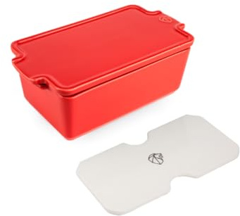 PEUGEOT - Terrine aus Keramik mit Presse - 20 cm x 11 cm x 7,5 cm - Inhalt: 0,65 L - 10 Jahre Garantie - Französisch Know-How - Rot