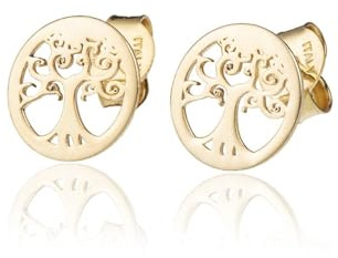 Pendientes de Oro Árbol de la Vida, Talla única, Oro amarillo, No es una piedra preciosa