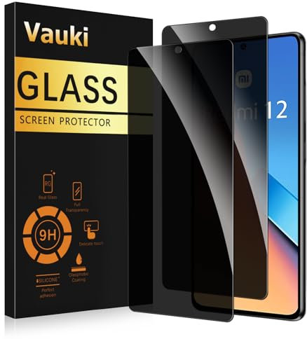 Vauki Protector Pantalla Privacidad para Xiaomi Redmi 12 2 Piezas,Cristal Templado Anti Espía,Anti-Espía Vidrio Película,9H Dureza,Anti-Arañazo,Sin Burbujas,Privacy Screen Protector