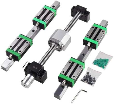 ONLISUM 2PCS HGR15-500mm Linearführung + 1PC SFU1605-500mm Kugelumlaufspindeln mit Kugelmuttern, BF12/BK12, DSG16H, Kupplung, Linearführungs-Kugelumlaufspindel-Set für CNC-Maschinen, 3D-Drucker