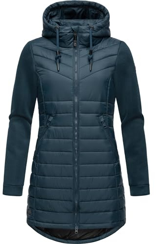 Ragwear Damen Übergangsjacke leichte lang Steppjacke mit weichen Ärmeln und Kapuze Sandrra Long XS-6XL