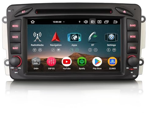 Erisin 7 8-Núcleo 4GB+64GB Android 14 Radio Coche GPS Navegador para Mercedes A/C/G/CLK Clase W209 W203 Viano Vito W463 Bluetooth 5.0 CarPlay Android Auto WiFi DSP Dab+ USB FM RDS CD Pantalla táctil