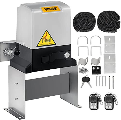 VEVOR Abridor de Puerta Corredera 1400 kg con 2 Controles Remotos Kit de Hardware para Operador de Puerta para Seguridad Velocidad de Desplazamiento 13 m/Min Motor Eléctrico para Puerta Corredera