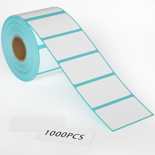 Blaue Klebeetiketten 1 Rolle 1000 Stück 50 x 30 mm Thermoklebeetiketten Aufkleber Aufkleber für Zuhause Kichten Büro Supermarkt Breite Verwendung