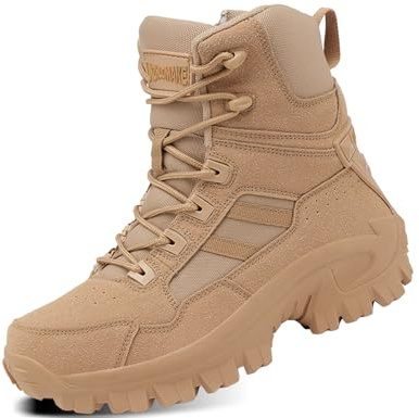 5.AA UNZHUO MAKE B23 Bottes de l'armée Bottes de Neige Homme Bottes Imperméable Chaudes Chaussures Trekking Bottes de Randonnéé Jaune désert 39 EU