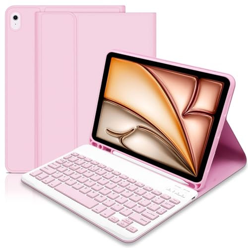 tititinita for iPad Air 11 Inch Case with Keyboard 2024, Keyboard Case for ipad Air 6th Generation, Smart Case with Detachable Keyboard for ipad Air 11 /Air 10.9 5th/4th(2022/2020) -Pink