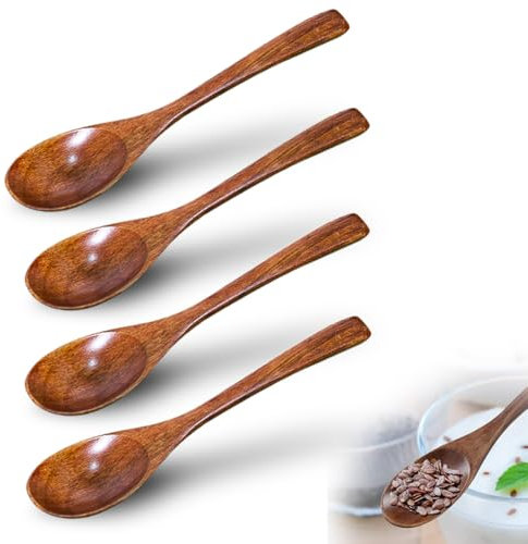 Set di 4 cucchiaini da caffè in legno,Cucchiaini da Caffè Piccoli, Cucchiaino in Legno Cucchiaini in Legno Fatti a Mano per Cioccolata Calda, Miele, Caffè, tè, Accessori da Cucina