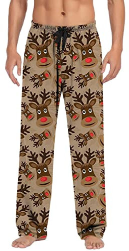 Cocila Todays Offers Special Deals Christmas Mens Casual Pants Pajama Pants with Drawstring and Pockets Training Pants for Man Cargo Trousers Joggers Beige Tracksuit B Outlet Clearance UK Overstock
