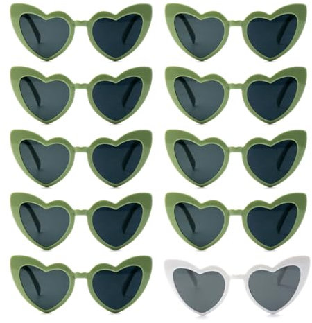 Kellegour 10 Paar Vintage Herzform Brille Bride to Be Herz Sonnenbrille Personalisiert Herz Brillen,90er Jahre Hippie Brille,Herz Sonnenbrille für Party,Hochzeit,Karneval,Urlaub,Halloween