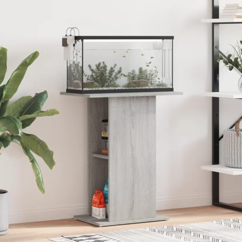 Rantry Aquariumständer Aquarium Unterschrank Aquarien Schrank, Aquarium Tisch mit Stabiler Oberplatte, Aquariumschrank für Sicheren Stand Grau Sonoma 60,5x36x72,5 cm Holzwerkstoff