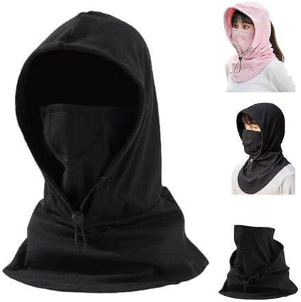 KURTIK Radfahren Kälteschutzmaske, Sturmhaube Winddichte Gesichtsmaske Frauen Männer, Einstellbare Warme Gesichtsabdeckung Hut Mütze Schal (Schwarz,Einheitsgröße)