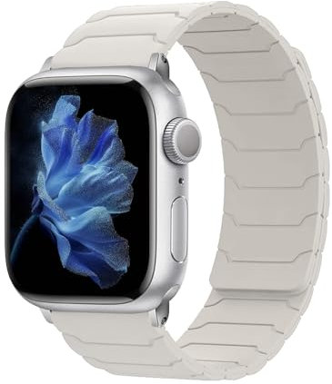 Hinnwer Correa Compatibles con Apple Watch 46mm 42mm 44mm 45mm 49mm para Hombre Mujer, Magnética Silicona Pulsera Deportivo para iWatch Ultra 2/Ultra/SE 2/SE/Series 10/9/8/7/6/5/4/3/2 Luz Estelar