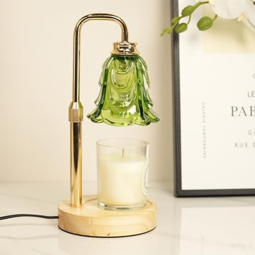 SupBri Tulip Candle Warmer Lamp, Adjustable Height, Dimmable Candle Warmer with Timer, Mom Womens Gifts for Birthday, Unique Home Decor Aesthetic (Green)