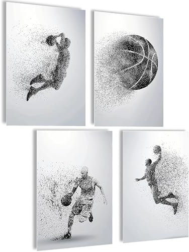mojoliving Basketball Poster Basketball Geschenke Basketball Deko Basketball Deko Geburtstag Basketball Deko Zimmer Poster Sport Basketball Bilder für die Wand Basketball Bild (Basketball Dots)
