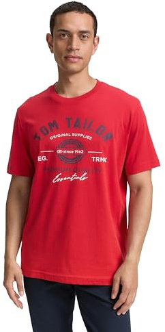 Tom Tailor Herren 1037735 T-Shirt mit Logo-Print aus Baumwolle (1er Pack)