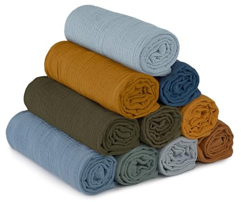 Musselintücher für Baby-Musselinquadrate, Spucktücher Baby,Wickeldecken für neugeborene Jungen und Mädchen, 10er-Pack atmungsaktive und Mullwindeln Spucktücher Wickeltücher für Kleinkinder 002