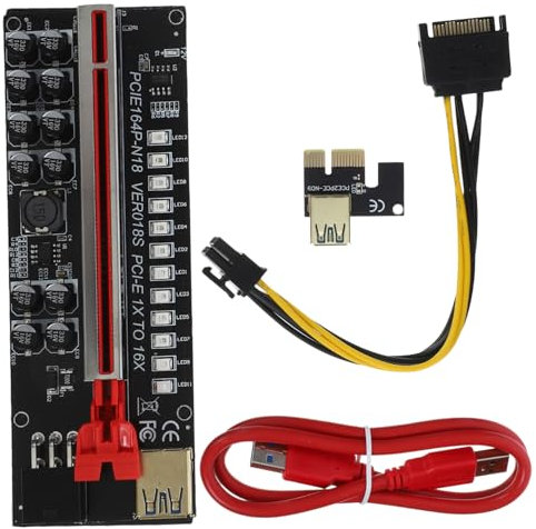 HOMSFOU Graphics Adapter Card Pcie Extension Cable for Gpu Mining Pcie Riser Adapter Led Lights for Mining Rig Setup