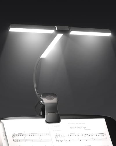 TobeBright Ultra-Amplia 36CM Lampara Atril Partituras con Pinza, 57 LED Superbrillantes, 4 Colores x 3 Brillos, Plegable Forma-T Lámpara de Piano para Partituras y Lectura de Libros, Recargable USB-C