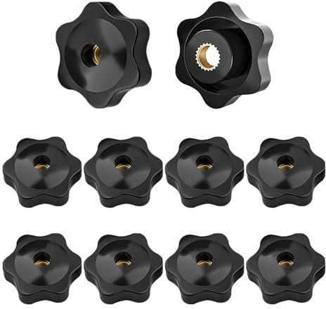 Lvjkes 10 Pezzi Manopole a Stella M6, Vite a testa zigrinata, Pulsante di Serraggio, Foro passante in rame D.O. 31 mm, Per impianti industriali, elettrotecnica, mezzi di trasporto