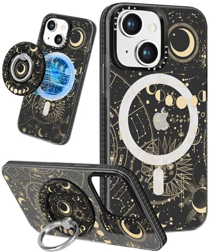Kokaade for iPhone 14 Plus Case for Women Girls - Compatible with Magsafe for 360° Rotatable Magnetic Ring Holder Stand Cute Cool Girly Sun Moon Design TPU for iPhone 14 Plus Phone Case