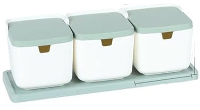 Pots à épices en Plastique avec Couvercle et Plateau, Contenant à épices, sucrier, salière, Distributeur d'épices de Cuisine. A B