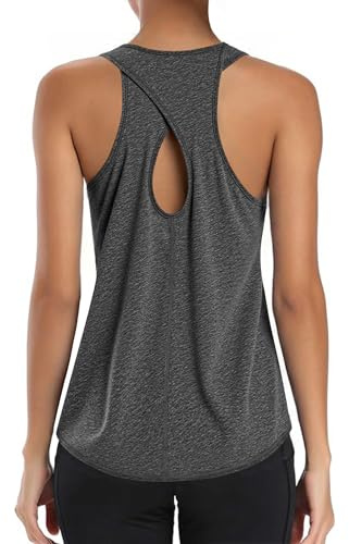 Gyabnw Linne Dam Sport Ärmlös T-shirt Kvinnor Lätt och Andningsaktiv Toppar Yoga Fitness Löpning Träningsband Rund Hals Toppar Sport Öppen Rygg