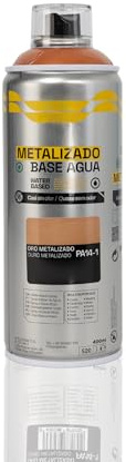 BESCH Pintura en Spray Base Agua 400ml – Ecológica, Sin Olor, para Madera, Plástico, Metal y Cartón – Cobertura Uniforme y Secado Rápido - Oro Metalizado, 1 unidad