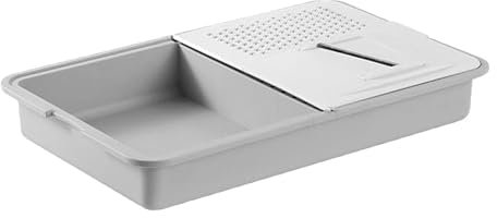 Rallador y escurridor multifuncional, tabla de cortar 6 en 1 con tapas para recipientes y ralladores, para cortar, rallar y moler en la cocina (A#)