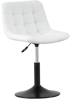 mcc direct Soft Fabric Dressing Table Chair, Height Adjustable Swivel Desk Home Office Chair,Footrest and Metal Base for Bedroom Vanity & Office (Cream) - Drake