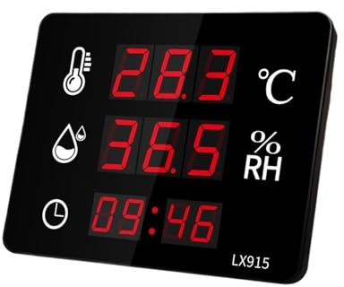 WAFOHSR Poolthermometer Digitales Hygrometer Outdoor Indoor Sauna Thermometer Mit Alarm Digitale Wanduhr Temperaturmesser Und Sensor Einfach Zu Bedienen(LX915D)