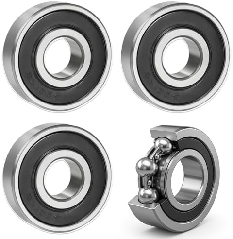 4pcs Kugellager 10mm Innen, Rillenkugellager 6201-2RS, 12 x 32 x 10 mm, doppelte Schutzchromlegierung für DIY, Drehbänke, Motoren, 3D-Drucker, Fräsmaschinen (6201-2RS 4pcs)