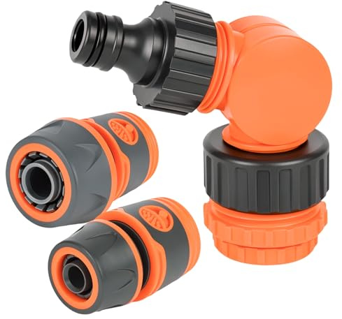 Hbzunt Connettore per rubinetto 3 in 1, girevole, 1/2, 3/4, 1, con 2 tubi da giardino 1/2, 3/4, connettore per tubo da giardino per sistema di irrigazione da giardino