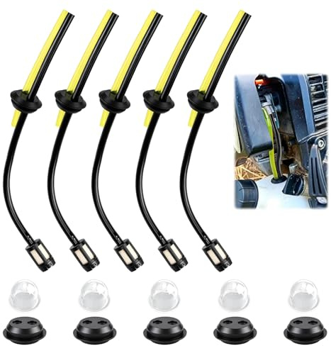 5 Kits Filtro de Gasolina Universales Manguera de Combustible Juntas y Cebador Repuestos de Reparación para Desbrozadora Cortacésped Cortasetos y Motosierra Herramientas de Jardín