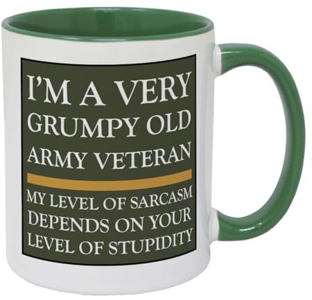Badges On Mugs Grumpy Old Army Veteran 2 Tone Mug