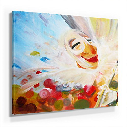 Mia Morro Kinder Zirkus Clown Bild B380, 1 Teil 80x80cm Leinwand auf Holzrahmen aufgespannt, FineArt Print, UV-stabil und wasserfest, Kunstdruck für Büro oder Wohnzimmer, Deko Bild