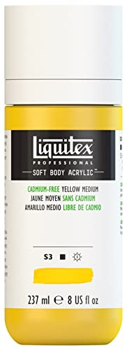 Liquitex Soft Body 237ml - Extra Fine Acrylic Colour with Low Viscosity - Cadmium Yellow Medium
