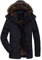 FTCayanz Manteau Homme Hiver Parka Chaud Fourrure Casual Outdoor Blouson Amovible Capuche Noir XL