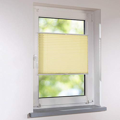 Plissee Klemmfix Faltstore UNIVERSAL Faltrollo ohne Bohren - 135 x 160 cm - apricot
