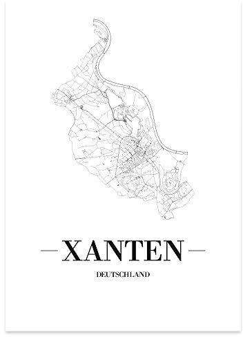 JUNIWORDS Stadtposter - Wähle Deine Stadt - Xanten - 21 x 30 cm Poster - Schrift A - Weiß