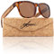 glozzi Sonnenbrille Herren und Damen Holz Polarisiert und Entspiegelt UV400 Braun mit Holzbügeln aus Zebrano und Brillenetui aus Kork