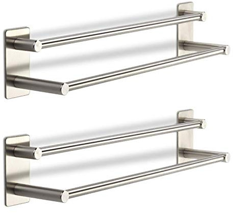 2 x Hakenleiste TALIDA Edelstahl selbstklebend mit 3M Klebepad (Länge: 435 mm/Stangen-Ø 12 mm) inkl. 3 S-Haken für Küche und Bad Wandhaken von SO-TECH®