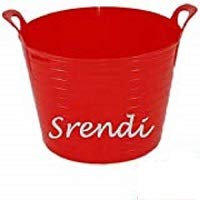 Srendi® 42 Litre Large Flexi Tub Garden Home Flexible Colour Rubber Storage Container Bucket Polyethylene Flex Tub- Made in U.K. (Red)
